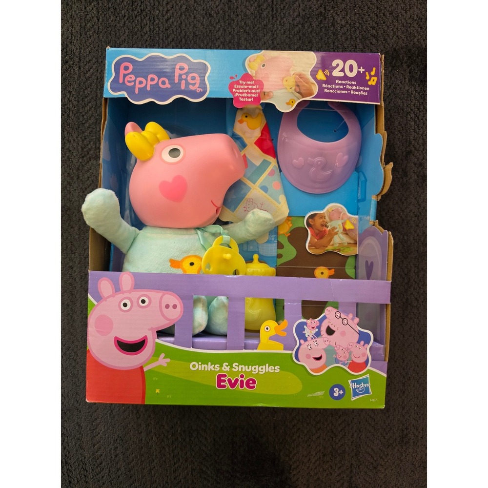Peppa‎ Pig Oinks & Snuggles Evie Interactive Doll NIB Damaged Box
